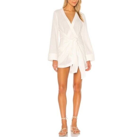 L'Academie Revolve Women’s The Janeiro Tie Front Bell Sleeve White Mini Dress XS - Picture 13 of 13